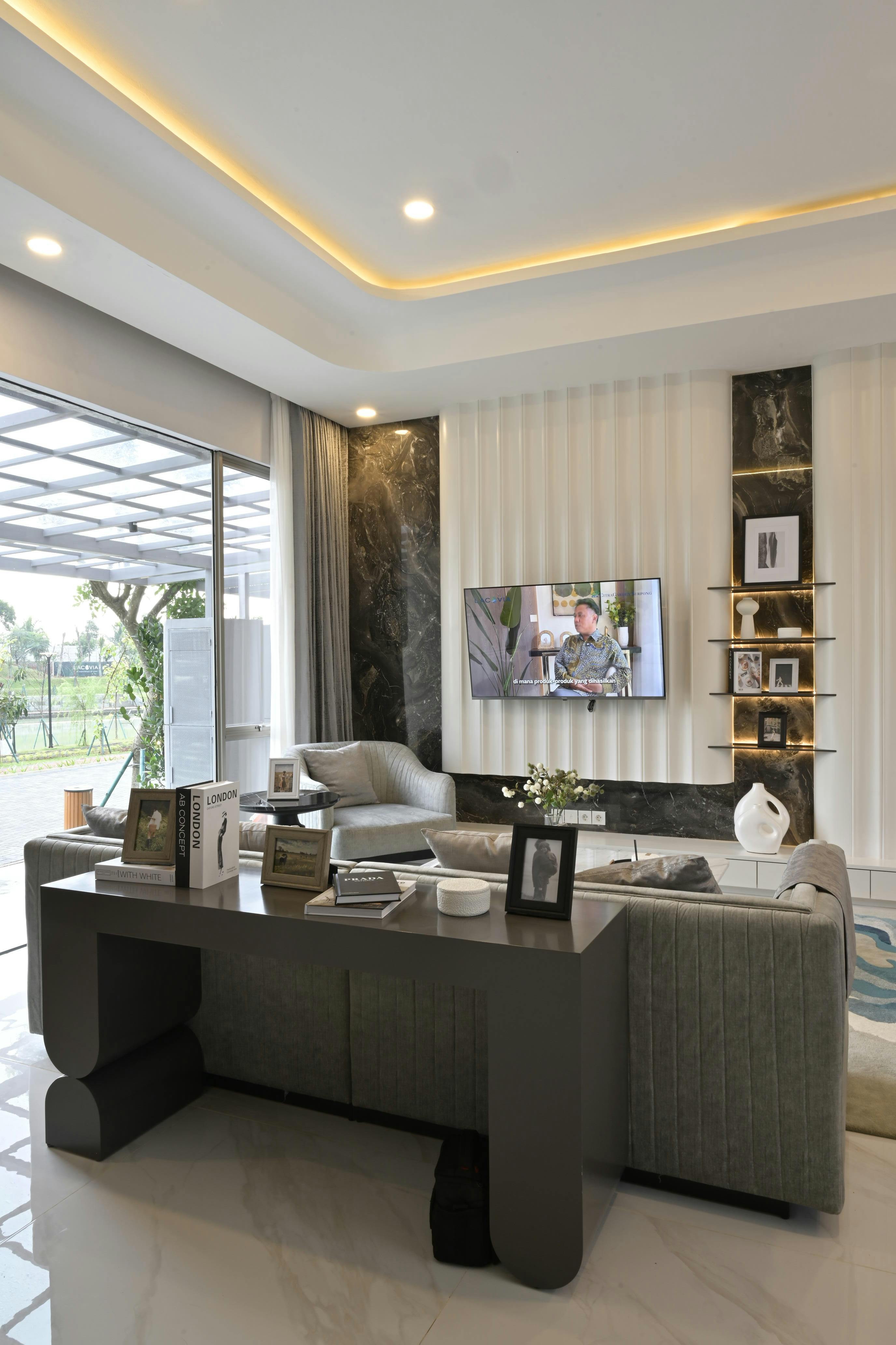 Elegant living room designed by Alia Interior, Kolkata